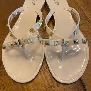 Steve Madden Gold Stud PVC flip flops, size 7M